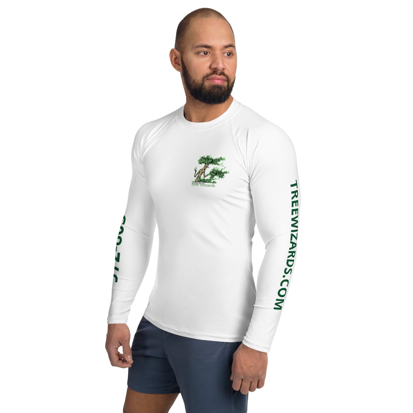 Tree Wizards White Men's Rash Guard (Moisture Wicking)