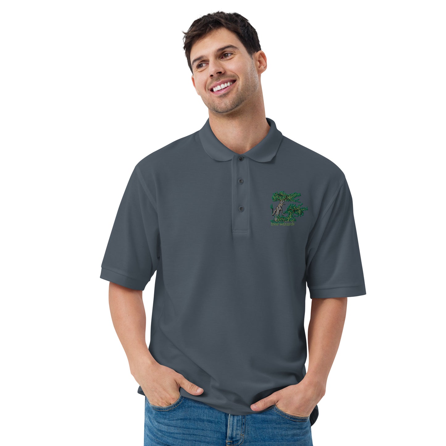 Tree Wizards Men's Premium Embroidered Polo