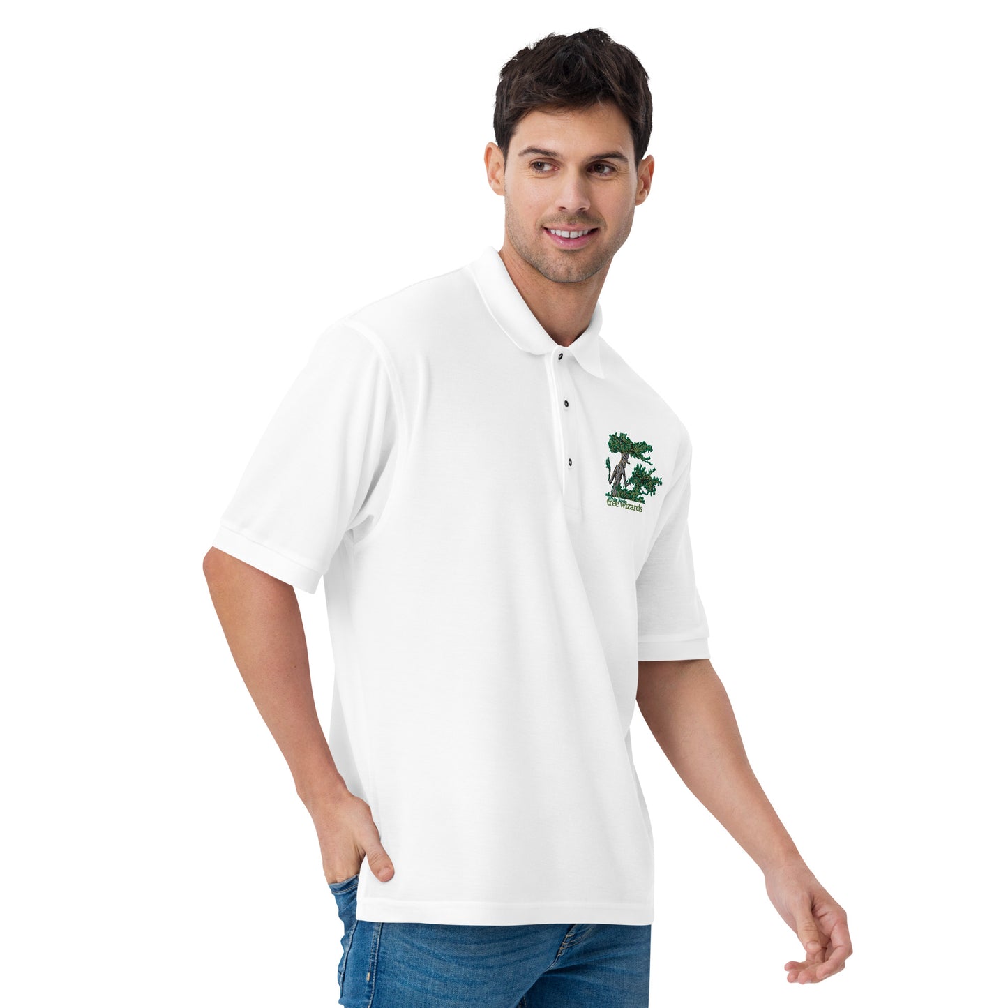 Tree Wizards Men's Premium Embroidered Polo